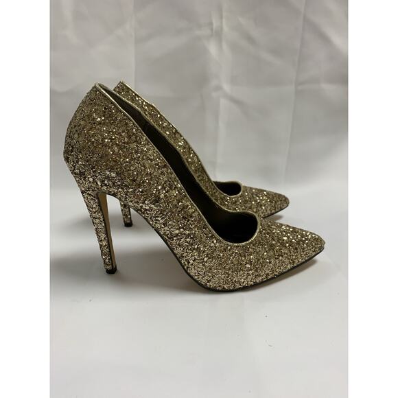 Michael Antonio Gold Glitter High Heels Size:10w - Picture 1 of 5